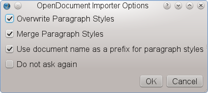 "Import Options for OO.org Writer and OASIS (Open Document) files"