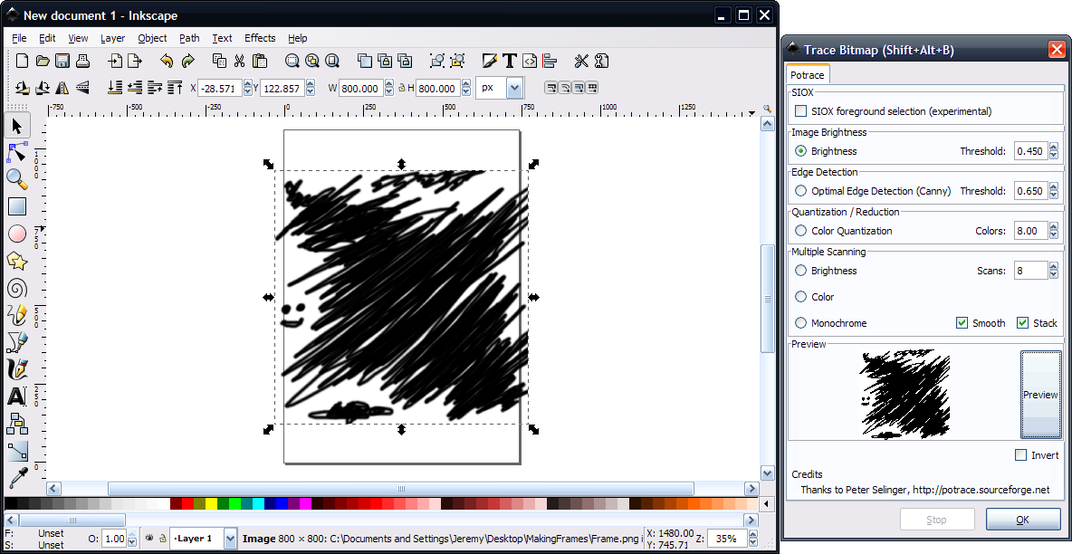 inkscape trace bitmap greys